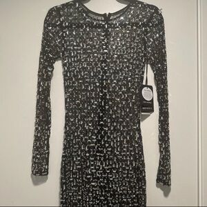 retrofete Vinci Dress Silver Black Embellished Sexy XS